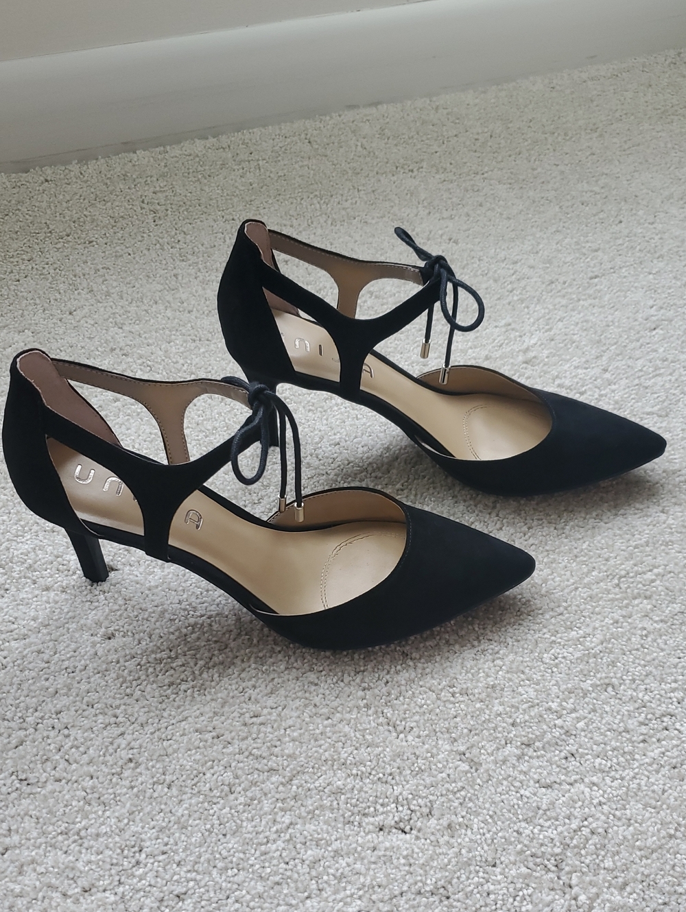 Dressy Black Heels With Ankle Strap, Size 10, Unisa, Great Condition!
